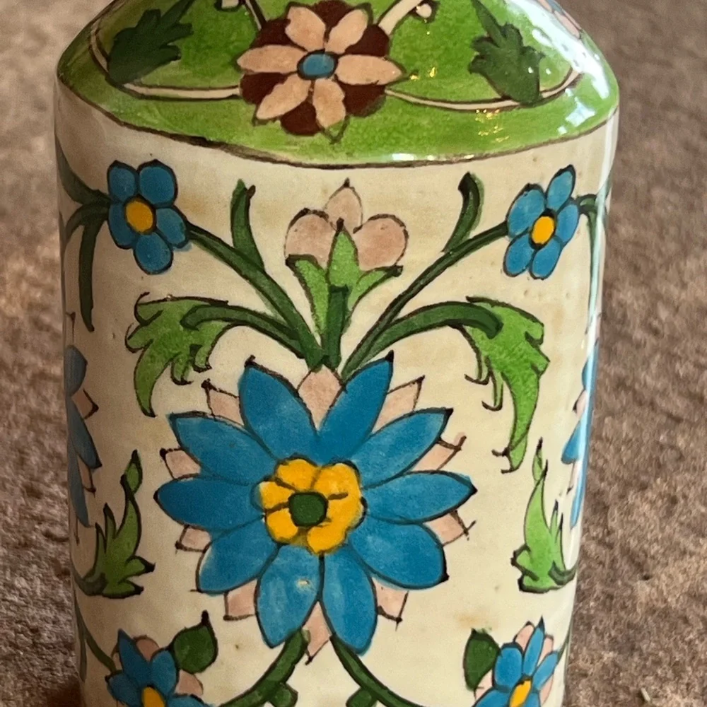 Vintage Turkish Iznik hand Painted Floral Vase